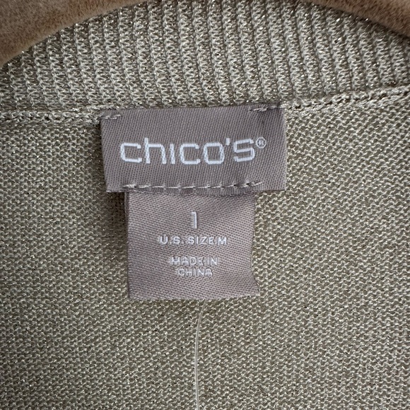 NWT Chico’s Metallic Knit Tank & Open Front Cardigan Holiday Party Sweater Set M - Picture 5 of 12